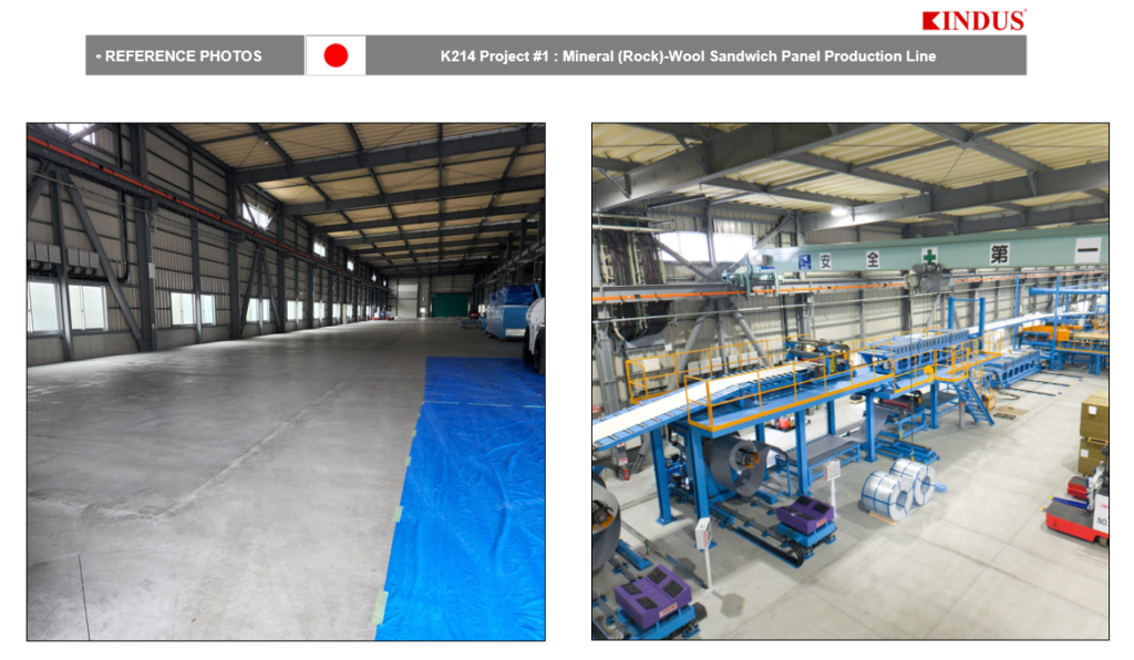 Mineral wool sandwich panel production line